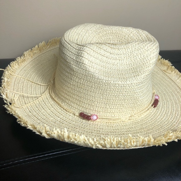 Handwoven Straw Beach Hat With Beads - Picture 2 of 6